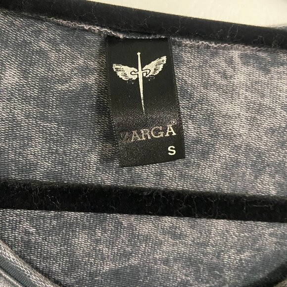 Zarga women's small acid wash asymetric beaded scoop neck with distressed detail - Picture 6 of 7